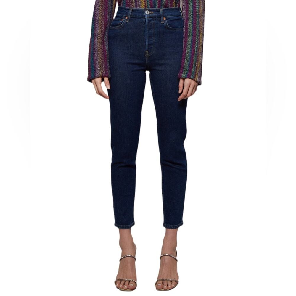 Re/Done 90s High Rise Ankle Crop Dark Rinse